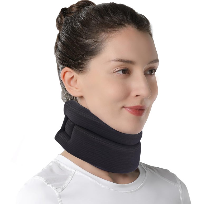 Willcom Neck Support Collar-Foam Cervical Collar, Soft Neck Brace for Pain, Torticollis, Cervicorrect and Posture Corrector- Can Be Used During Sleep, Travel and Rest (Black, Large, 14-16.5 Inch)
